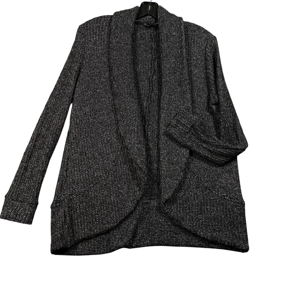 Gibsonlook Open Front Knit Cardigan Sweater Charcoal Gray Medium Officecore - Picture 11 of 14